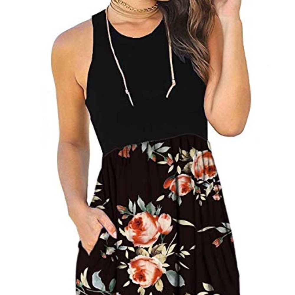Women's Casual Floral Dress with Pockets